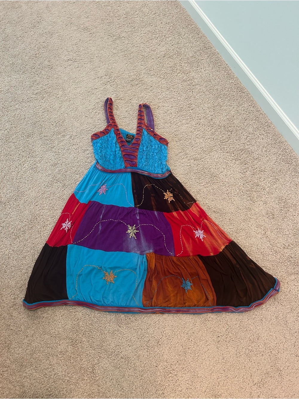 Rising international size XLColorblock PatchworkCostume Dress - Multicolor - Picture 2 of 11